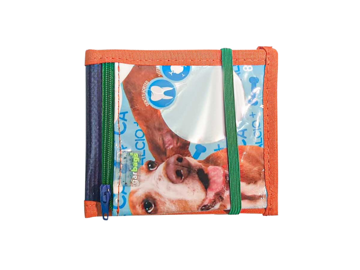 document holder dog food package orange & blue