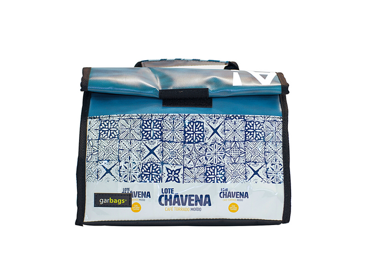 lunch bag coffee package blue tiles 2