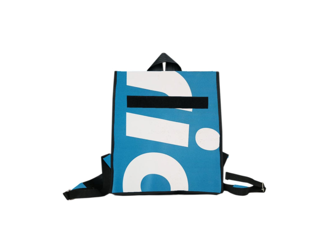 backpack XS base publicity blue & white letters