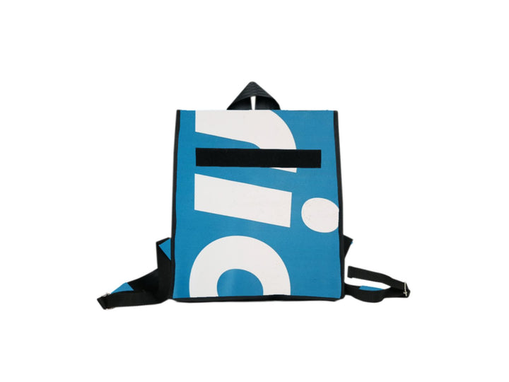 backpack XS base publicity blue & white letters