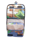toiletry bag publicity banner brown & blue