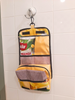 toiletry bag publicity banner brown & blue