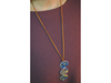 matinee necklace deep blue & yellow flowers