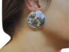 stud earrings white & blue flowers