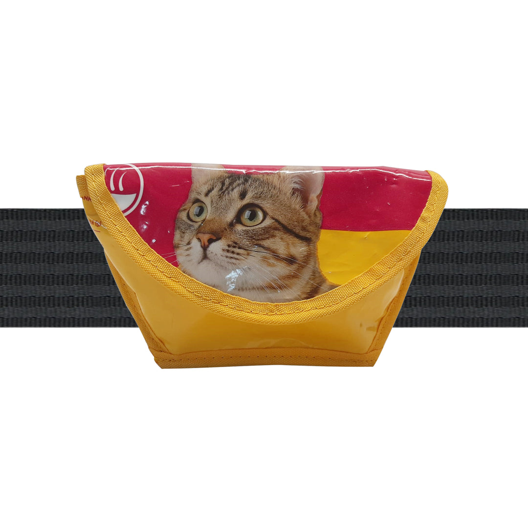 sunglasses case cat food package yellow & hot pink