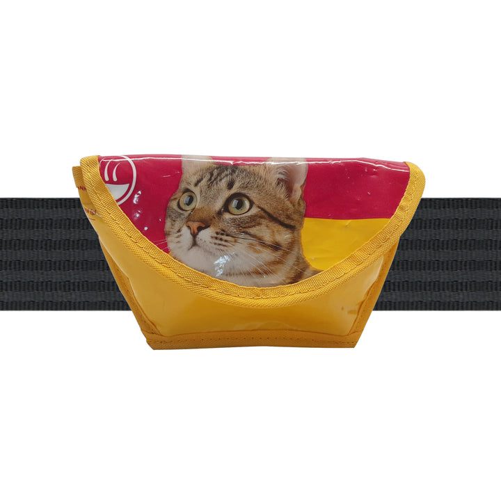sunglasses case cat food package yellow & hot pink