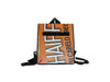 backpack XS base publicity banner orange & white letters