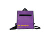 backpack XS base publicity banner purple & yellow letters