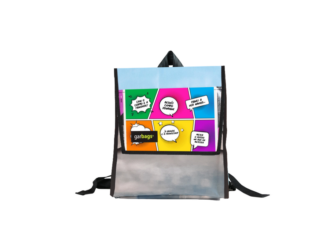backpack XS publicity banner *Tiago M.* comic book sayings