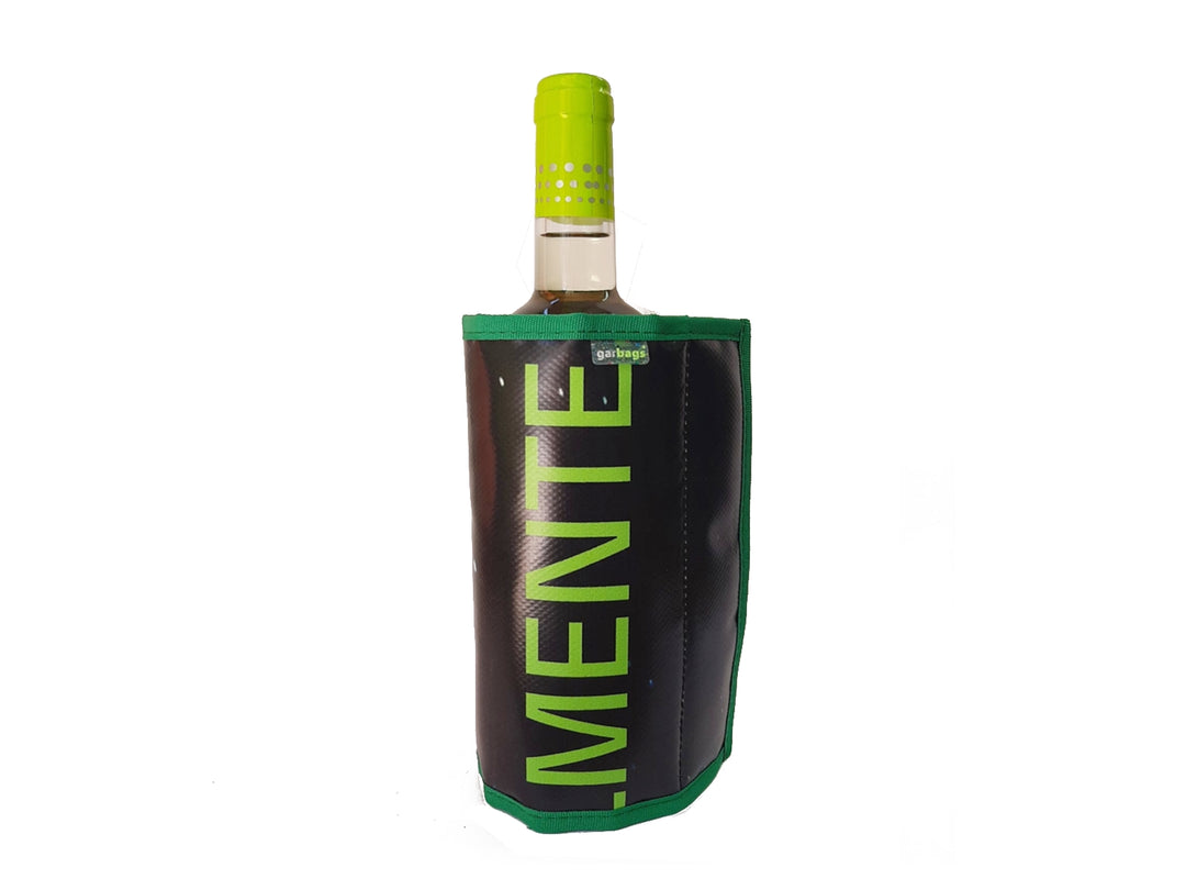 bottle sleeve cooler publicity banner black & green