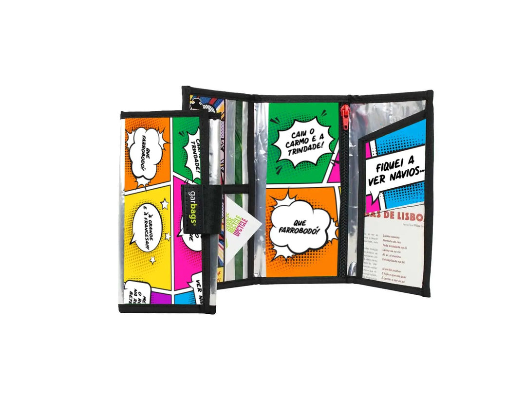 document holder *Tiago M.* coffee package comic book sayings