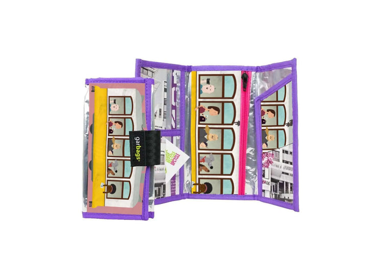 document holder *Tiago M.* coffee package lilac & yellow tram