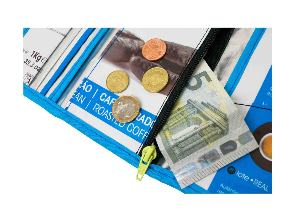 document holder coffee package blue & white - Garbags