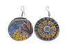hook earrings yellow & blue abstract