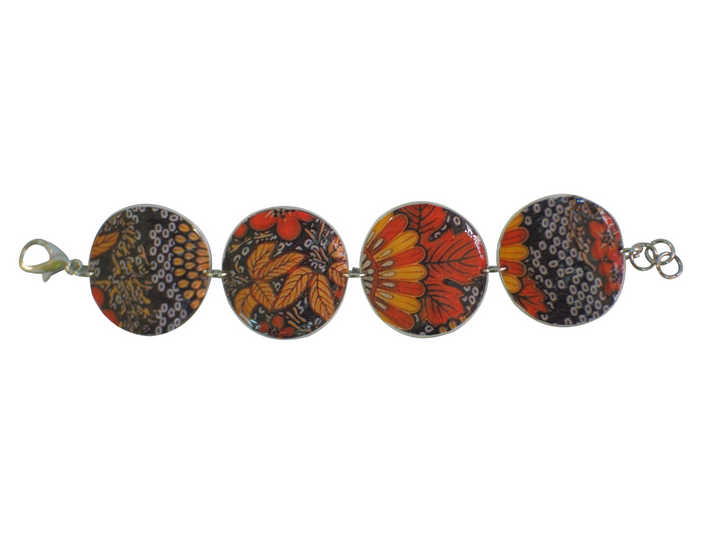 linked bracelet red & orange flowers coffee capsules