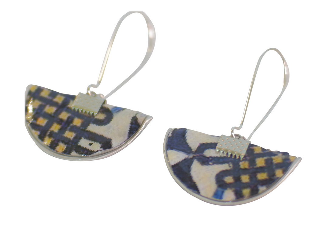long earrings yellow & blue tiles coffee capsules