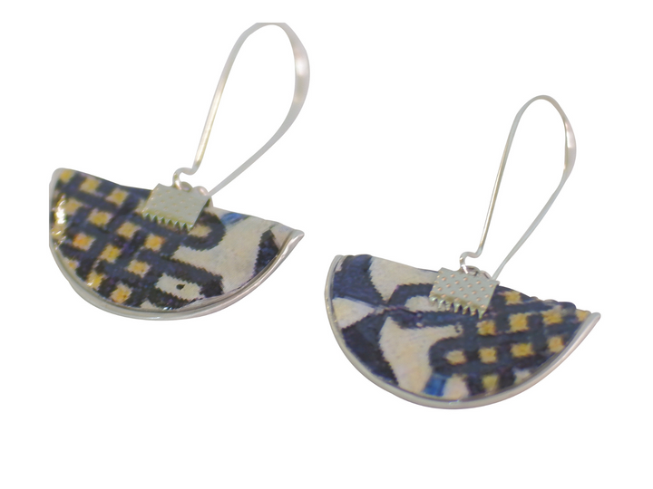 long earrings yellow & blue tiles coffee capsules