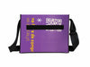 messenger bag base XL publicity banner purple & yellow letters