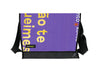 messenger bag XL pub banner purple & yellow letters
