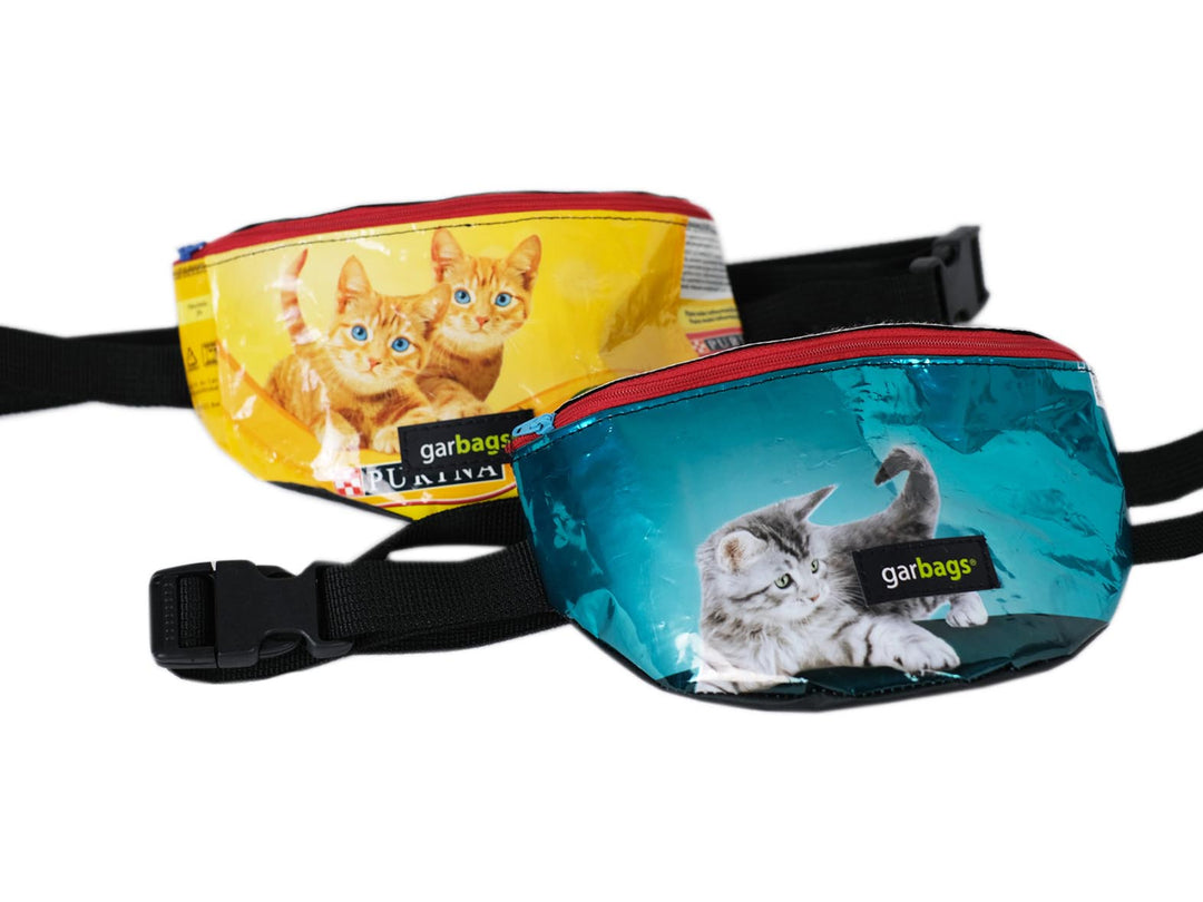 waist bag essentials cat food package orange eyes