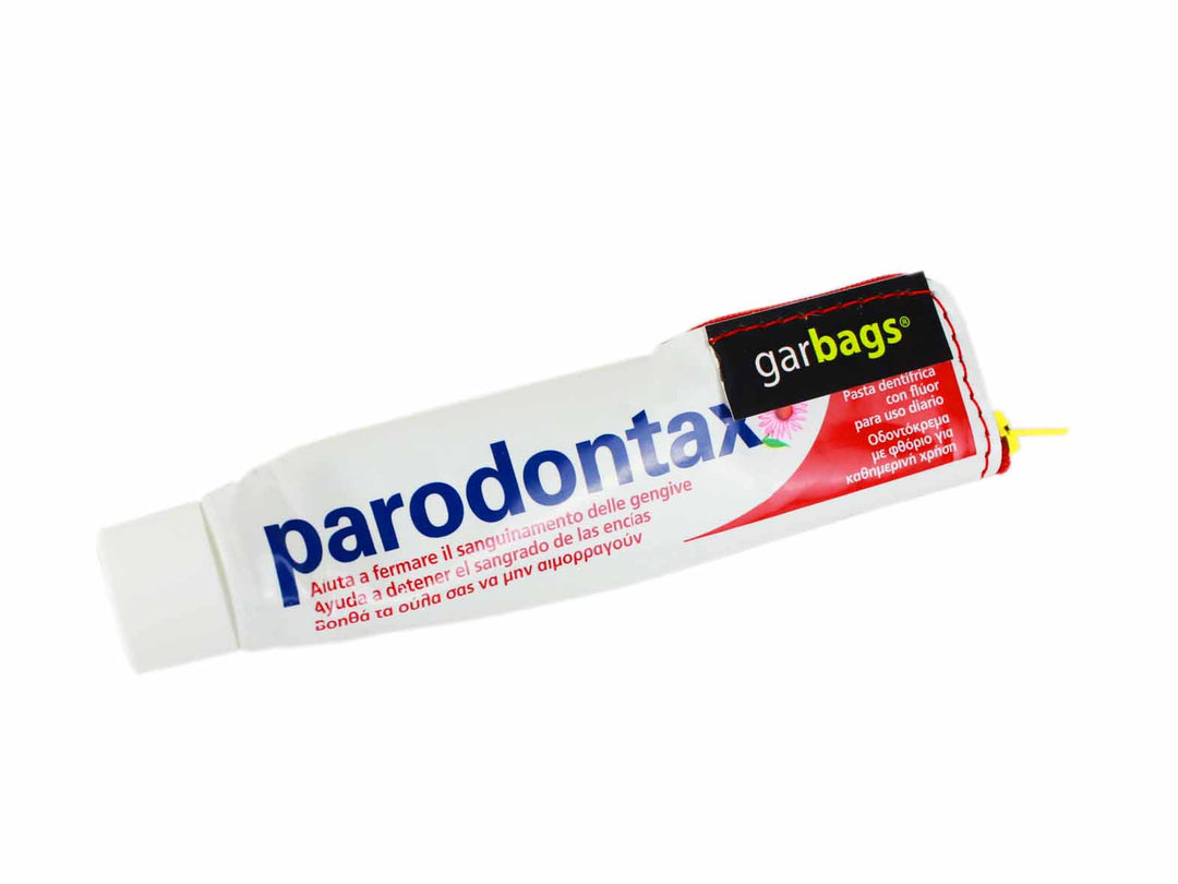 pencil case toothpaste tube blue & red