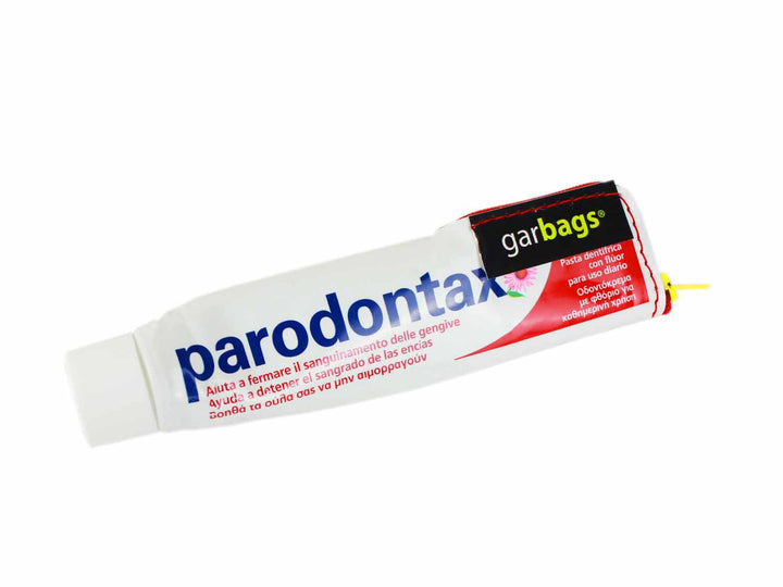 pencil case toothpaste tube blue & red