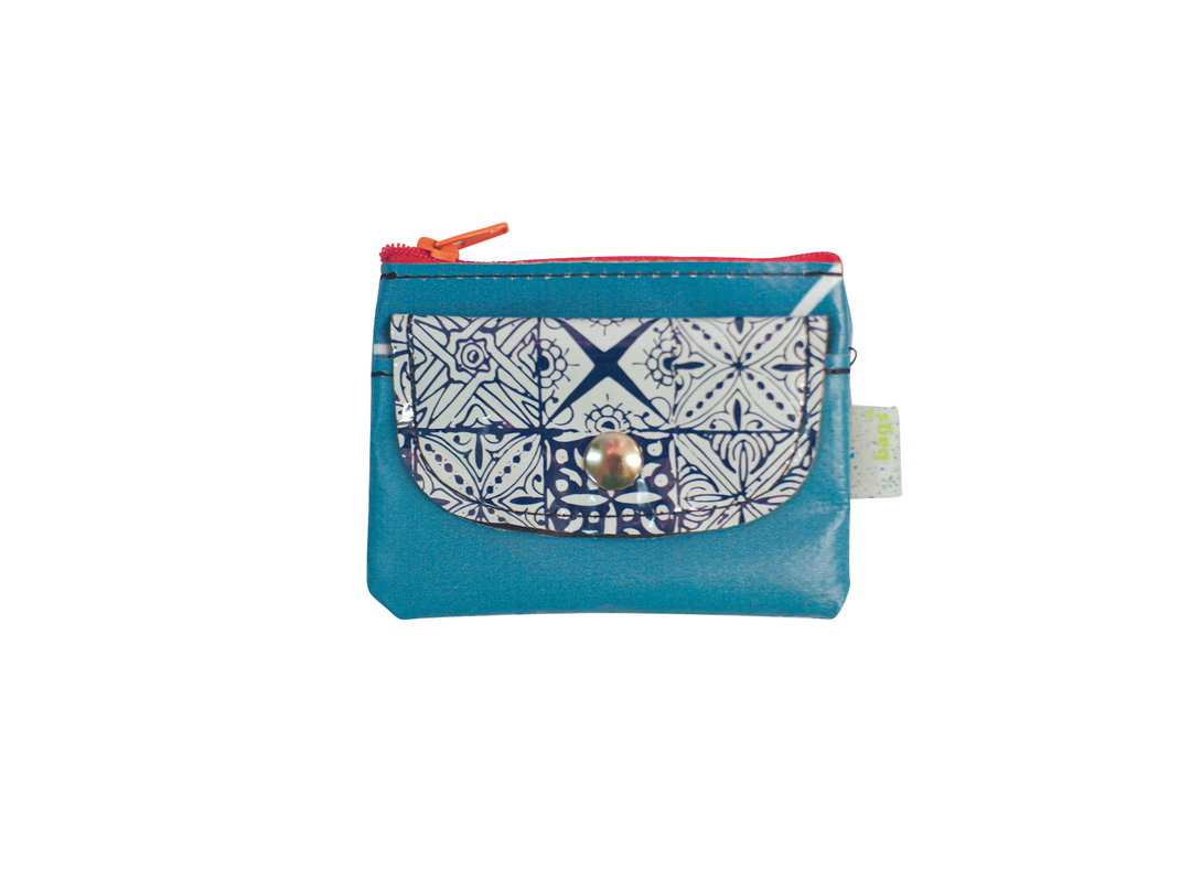 pop purse coffee blue tiles