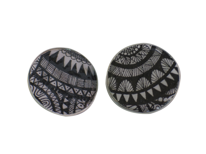 stud earrings black & white patterns coffee capsules
