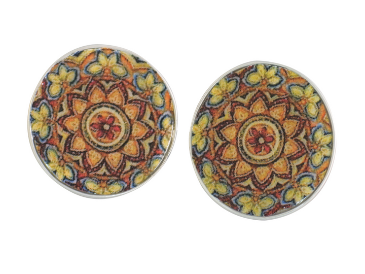 stud earrings yellow mandala coffee capsules