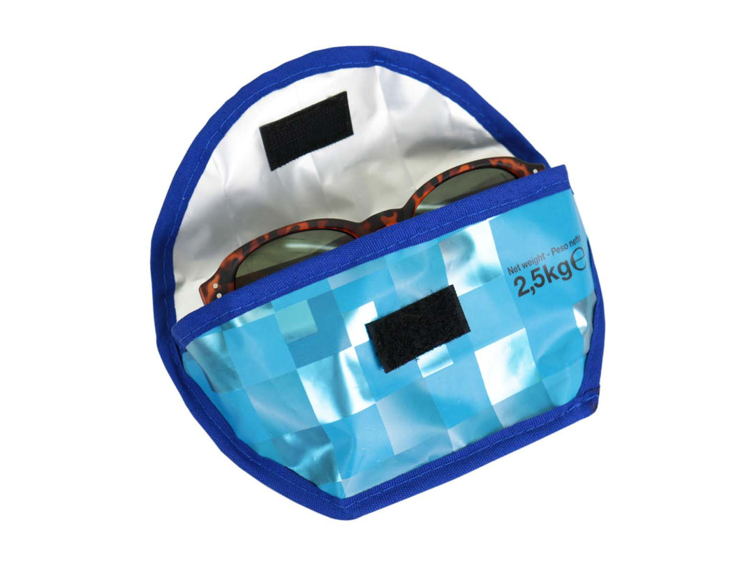 sunglasses case cat food package light blue