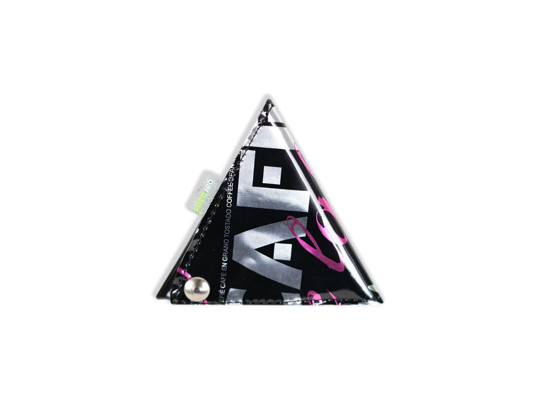 triangle purse coffee package silver & black