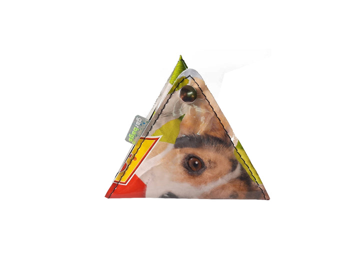 triangle purse dog food package brown green